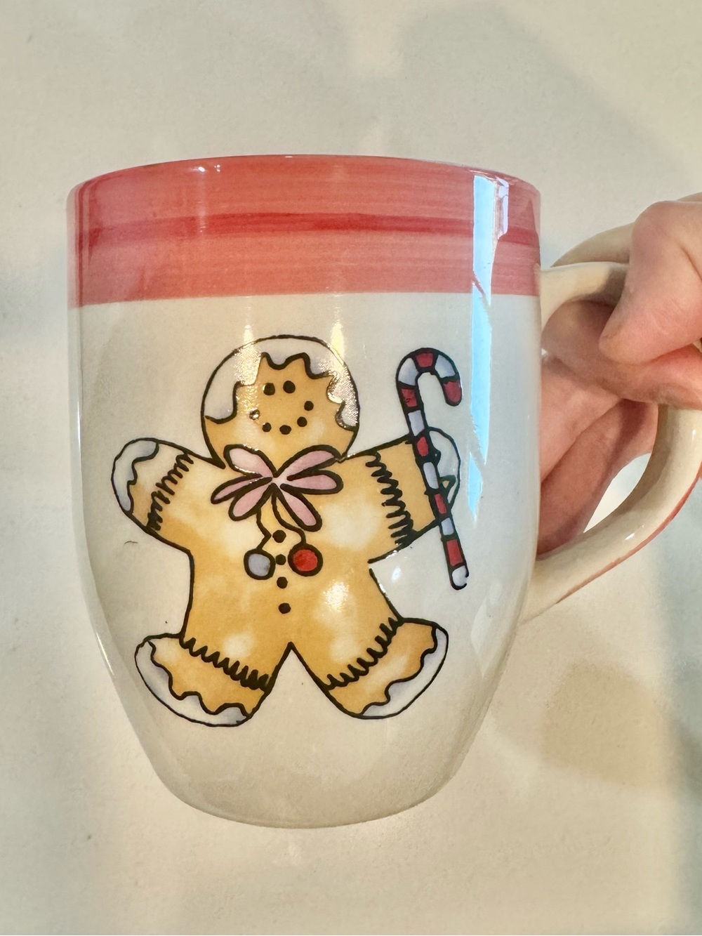 Festive Gingerbread Mug with Candy Cane Accent_Approximately 380ml
